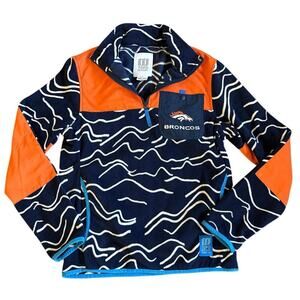 Topo Designs x Denver Broncos Vista 1/4 Zip Snap Fleece Pullover Jacket Size XS